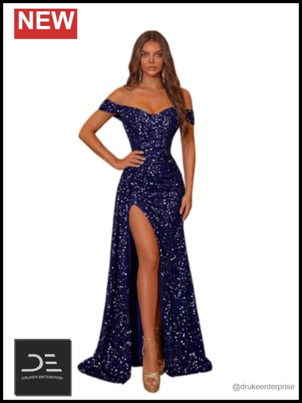 Sequin Tulle Off Shoulder Formal Evening Dress Prom Wedding Guest